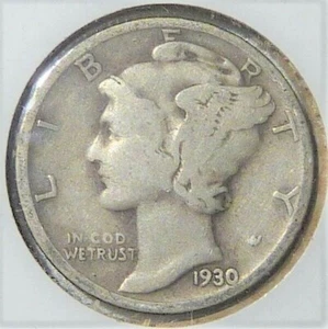 1930 P Mercury Dime circulated 90% Silver Good G to Very Good VG - Picture 1 of 2