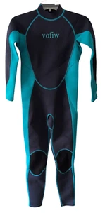 VOFIW® 2.5mm Children's Full Length Wetsuit Size 14 Blue & Turquoise Back Zip - Picture 1 of 12