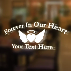 Custom Name LOVE Memorial Stickers Decals Car Forever Our Heart 195x82mm R.I.P - Picture 1 of 2