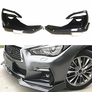 Front Bumper Fog Light Bezel For Infiniti Q50 2018-2023 Sport Carbon Fiber Look - Picture 1 of 10