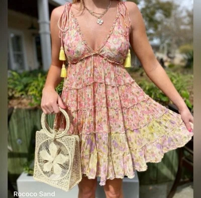 ROCOCO SAND FAYE 1671B Short Dress in Peach & Butter Yellow In Size Large - Image 1 of 4