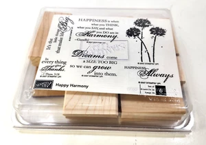 2007 Stampin Up Happy Harmony Wood Mount Stamp Set Of 6 Retired NOS Box READ! - Picture 1 of 4