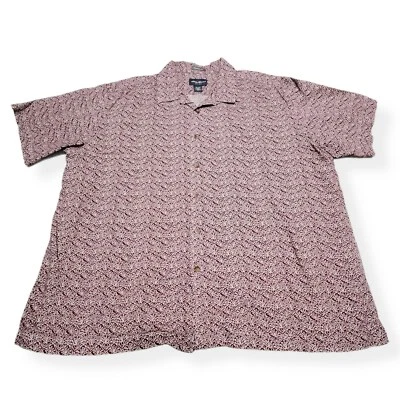 Eddie Bauer Tribal Type Print Button Up Shirt Hawaiian Style XXL Weathered Linen - Image 1 of 3