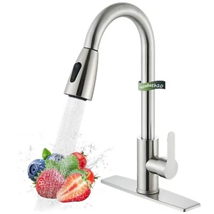 Commercial Kitchen Sink Faucet Pull Down Sprayer Single Handle Mixer Tap w/Cover - Picture 1 of 22