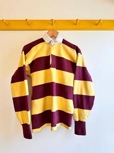 Vintage LAND'S END made in USA 1980s rugby shirt bold stripe rubber buttons XS S - Picture 1 of 5