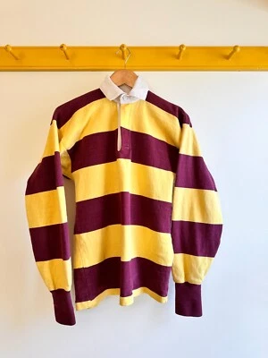 Vintage LAND'S END made in USA 1980s rugby shirt bold stripe rubber buttons XS S - Image 1 of 4