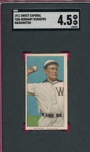 SGC 4.5 T206 GERMANY SCHAEFER WASHINGTON 1911 SWEET CAPORAL GRADED VG-EX+ *TPHLC - Picture 1 of 4