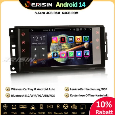 Android 14 Autoradio GPS DAB+RDS Jeep Compass Wrangler Dodge Challenger Chrysler - Bild 1 von 4