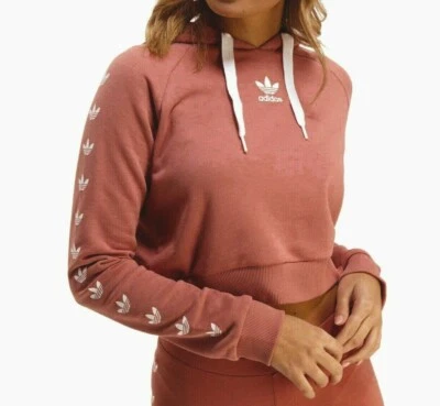 M/L  adidas Originals Women's TREFOIL TAPE CROPPED HOODIE  UK16 US12  RARE LAST1 - Image 1 of 4