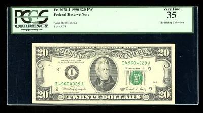 DBR 1990 $20 FRN Minneapolis Fr. 2078-I PCGS 35 Serial I49604329A - Image 1 of 2