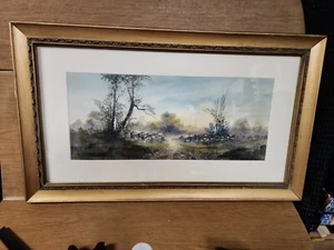 Antiker Pauline Meyer Kolyar Original Aquarell Landschaft Waldweg - Bild 1 von 9