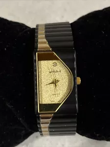 Watch It Half Moon Black And Gold Ladies Watch New Battery 7.25” - Picture 1 of 6