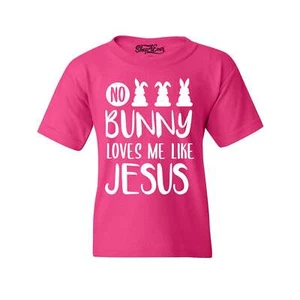 No Bunny Loves Me Like Jesus Kids T-Shirt Funny Easter Spring Shirt - Picture 1 of 9