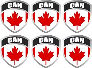6 - 1.7" x 2" Canada Flag Shield Decal Canadian Badge Vinyl Hard Hat Sticker - Picture 1 of 1