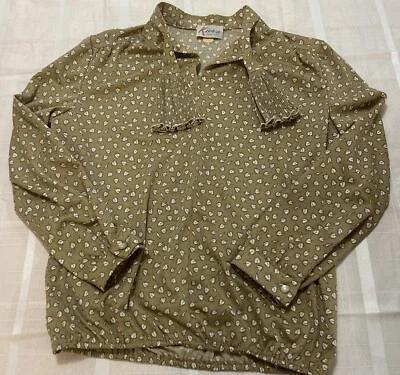 Top Vintage Kiva LTD Mujer Talla M/L Tostado Floral Botón Cuello Mod Años 60 70 Foto 1 de 4