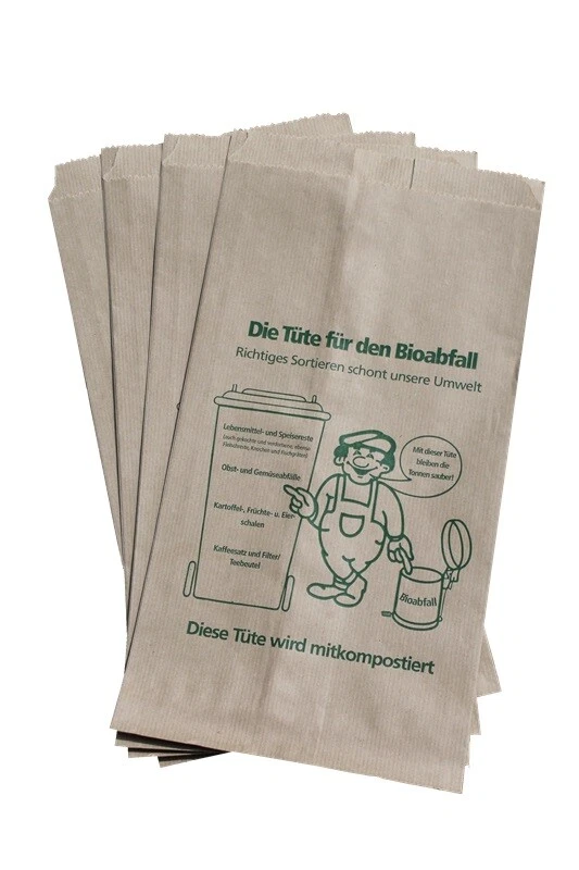Bio Abfalltüten Papiertüten Biobeutel Papiermüllbeutel, 10 Liter, 20 +16 x 36 cm - Bild 1 von 1
