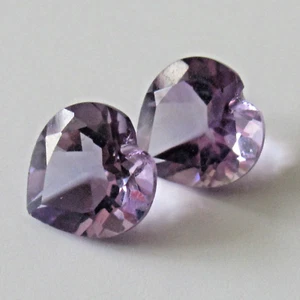 Natural Amethyst Gemstones PAIR Heart Cut 6.2x6mm Unheated & Clean for Earrings - Picture 1 of 5