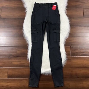 Spanx Women's Size Small Tall Washed Black Gray Stretch Twill Ankle Cargo Pants - Picture 1 of 9