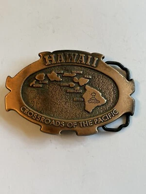 DE COLECCIÓN🇺🇸HAWAII ENCRUCIJADA DEL PACÍFICO HEBILLA DE CINTURÓN 〰️HECHO EN CANADÁ〰️👀 Foto 1 de 4