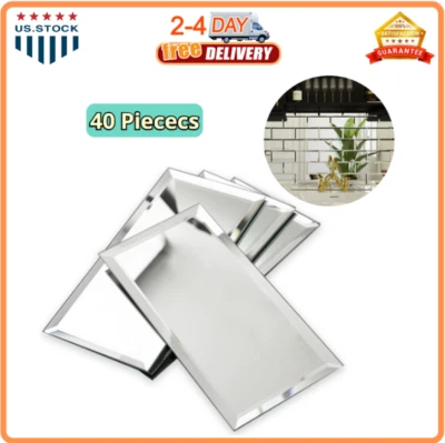 Beveled Silver Mirror Glass Tile Subway 3x6 Inch for Kitchen Backsplash Bathr... - Image 1 of 4