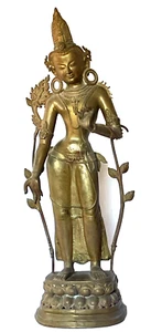 LARGE Standing 33" Brass Tara Buddha Goddess Deity Idol Statue - Picture 1 of 18