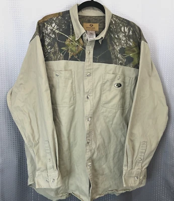 Vintage MOSSY OAK Shirt Mens XL Khaki Camo Hunting Long Sleeve Heavyweight - Image 1 of 4