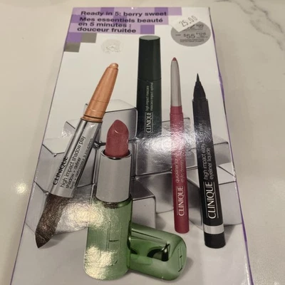 CLINIQUE Ready in 5: Berry Sweet 5 Piece Makeup set: Shadow, blush, liners & lip - Image 1 of 4