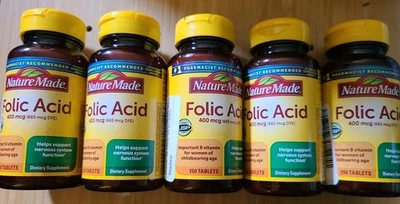 ✅️Lote de 5 comprimidos de ácido fólico hecho en la naturaleza 400 Mcg 1250 caducados Oct 2027 Foto 1 de 4