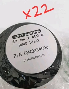 22x DM Series DM40 Black Thermal Transfer Ribbons 33mm x 450m – Barcode Label Pr - Afbeelding 1 van 6