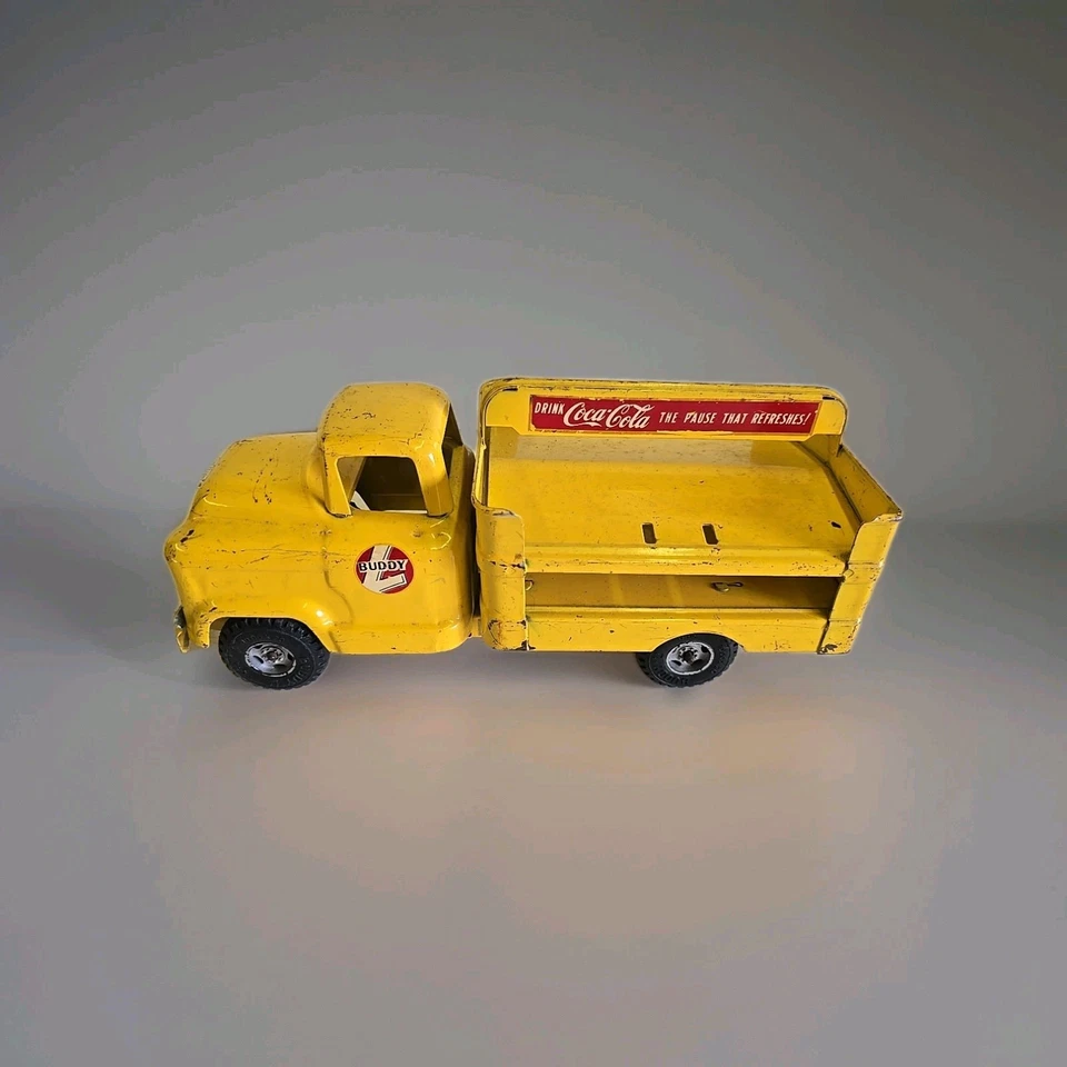 Camión de reparto Buddy L GMC 550 Coca Cola vintage de acero prensado Moline de 15" Foto 1 de 4