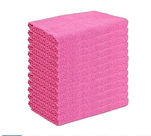 Microfiber Cloths - (12 pcs) For Drying Dishes, Washing Cars, 16" x 16", Pink. - Picture 1 of 7