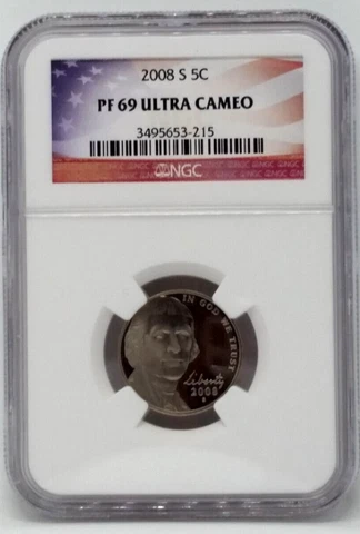 2008-S Jefferson Nickel, 5c - Graded NGC PF 69 Ultra Cameo Cover