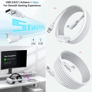 USB VR Link Cable For Quest 3/3S/2/Pro/Pico4, PC/SteamVR USB3.0 Gen1 5Gbps Data - Imagen 1 de 13