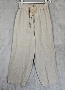 Magic Linen Oeko-Tex Loose Tapered Baggy Pockets Small Lagenlook Beachy Coastal - Picture 1 of 6