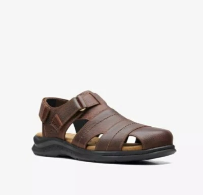 Clarks Mens *HAPSFORD COVE* Brown Tumb Leather Cushioned Trigenic Sandal UK 10 G - Image 1 of 4