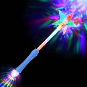 1 Large Blue Flashing Star Wands LED Glow Star Sticks Light Up Baton Stars Wand - Picture 1 of 10