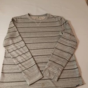 On The Byas Men's Gray Cotton Blend Pullover Stripes Sweatshirt Long Sleeve Sz L - Picture 1 of 12