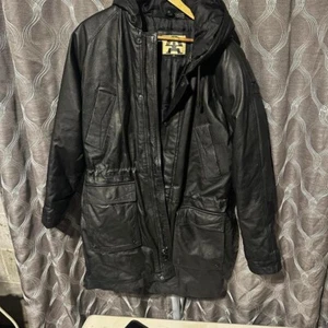 Phase 2 Arcto Parka Giacca Pelle Cappuccio Cappotto Invernale Puffer Nero Tg-M Vintage - Foto 1 di 8