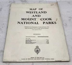 Mapa de los Parques Nacionales Westland y Mount Cook (Nueva Zelanda) 1964 de colección 3ª edición - Imagen 1 de 7