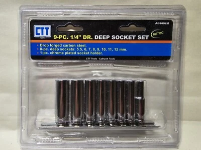 8pc 1/4" DRIVE DEEP SOCKET SET METRIC 6 POINT WITH SOCKET HOLDER  - Image 1 of 2