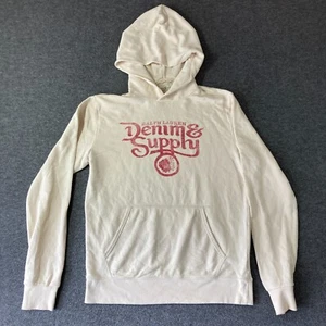 Ralph Lauren Denim & Supply Hoodie Sweatshirt Mens Size Medium M Ivory Logo - Picture 1 of 13