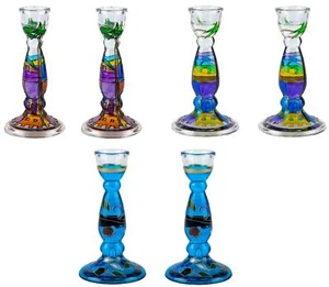 Luxus Glas Schabbat Kerzenständer Set Handmalerei Jerusalem Ansicht jüdischer Feiertag - Bild 1 von 4