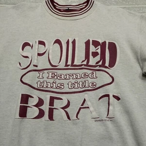 VINTAGE Spoiled BRAT Sweatshirt Womens Large Cotton Blend Puff Print 90s Grunge - Foto 1 di 7