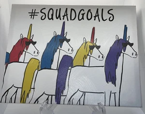 Unicorn #SQUADGOALS Wall Hanging Decor 14”w X 11”h Teenager Tween Bedroom - Picture 1 of 7
