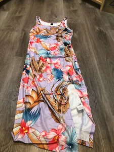 Vestido SHEIN Hawaiano Sin Mangas Luau Púrpura Claro Pequeño S Poliéster H861 - Imagen 1 de 8