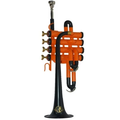 SOUND SAGA Piccolo Trompeta Bb Paso Con Boquilla y Estuche de Transporte (Naranja Negro) Foto 1 de 4