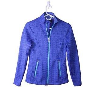 Spyder Woman Sz Medium Stryke Cable Knit Jacket Fleece Lined Full Zip 186406 - Picture 1 of 20