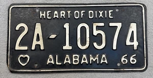 1966 ALABAMA State License Plate Mobile Co. Black ORIGINAL Vintage Antique Tag - Picture 1 of 4