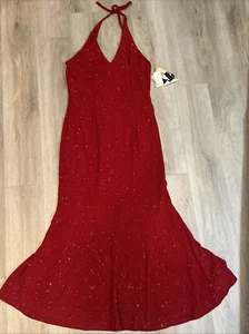 Scott McClintock Millennium 2000 Red Sparkle Halter Evening Dress Size 14W Dress - Picture 1 of 10