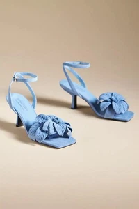 Jeffrey Campbell x Anthropologie Essence Kitten Heels Sz 8 M Suede Light Blue  - Picture 1 of 12